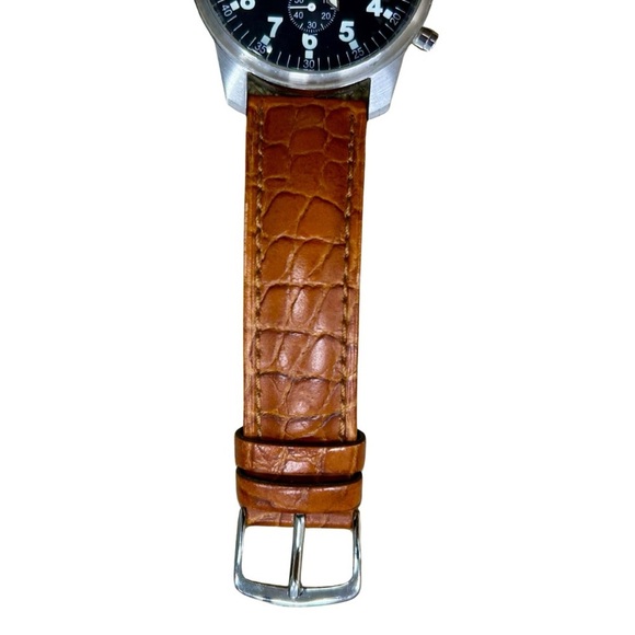 Orvis Chronograph Men’s Watch – Stainless Steel & Brown Genuine Leather Strap - Picture 9 of 10